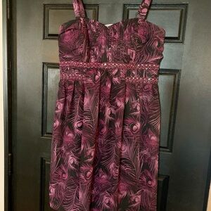 Maurices Purple Peacock Feather Print Dress